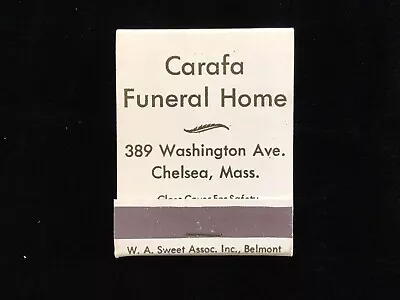 CARAFA Funeral Home Chelsea MA Full Vintage Front-Strike Matchbook White A-1281 • $6