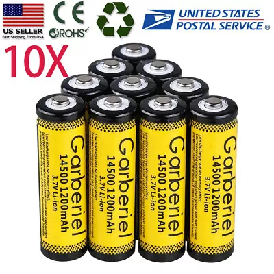 10X 14500 (AA) Battery 3.7V 1200mAH Li-ion Rechargeable Batteries For LED Torch • $13.98