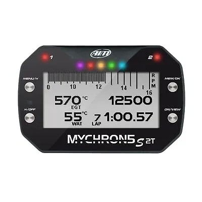 AiM MyChron5S 2T GPS Kart Datalogger Dash - Inc Water Temp Sensor & Blk/Yel Lead • $775.85