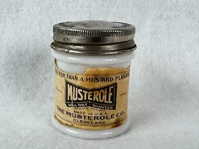 Vintage Musterole Milk Glass Jar With Lid Cleveland Ohio 2  Tall • $5.09