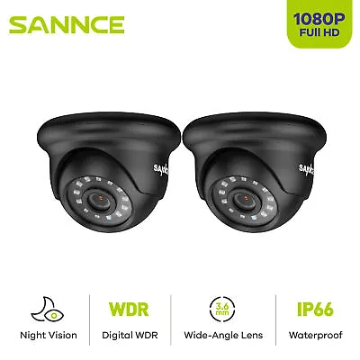 SANNCE 2pcs Dome 3000TVL HD 1080p CCTV Camera Home Security Surveillance IP66 UK • £38.99