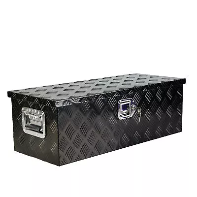 Black Aluminum Heavy Duty Pick-Up Truck Bed 5 Bar Tread Tool Box Trailer Storage • $123.99