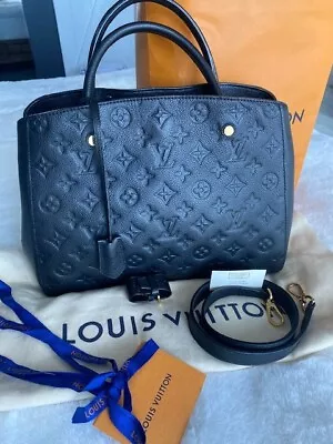 😍Louis Vuitton Montaigne MM Black Leather Empreinte Monogram Bag *Free Ship*😍 • £2175.86