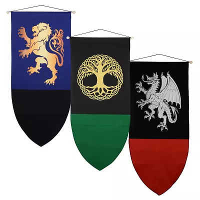 Medieval Banners - Choose Your Style: Dragon Banner Celtic Tree Lion Banner • $36