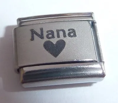 NANA BLACK HEART Italian Charm Fits Classic Starter Bracelets I Love My Nan N42 • £2.99
