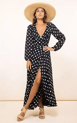 £29.50 • Buy Dancing Leopard Women's Jagger Maxi Dress In Polka Dot Print Wrap Front Outfit