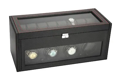 Diplomat Black Modena Quad Watch Winder Box 4 Watches Free US Shipping  • $349
