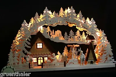 3D Schwibbogen / Arc Of Lights LED 72x43 Pyramid + Smoking House Erzgebirge New • £495.79