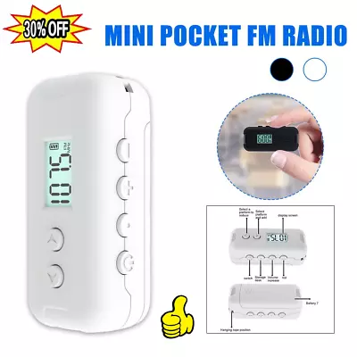 Mini Pocket FM Radio Portable 50-108MHZ Radio Receiver W/ LCD Display 3.5mm Jack • $5.96