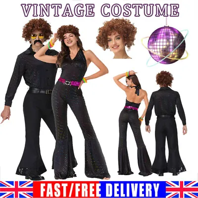 60s 70s Retro Hippie Jumpsuit Carnival Music Festival Disco Dance Costume Party` • £32.99