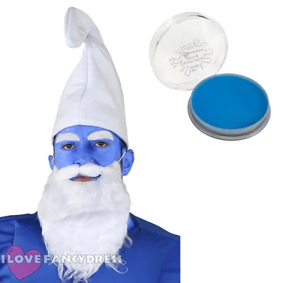 Gnome Hat Blue Face Paint Beard & Eyebrows 80s Tv Character Fancy Dress Costume • £9.99