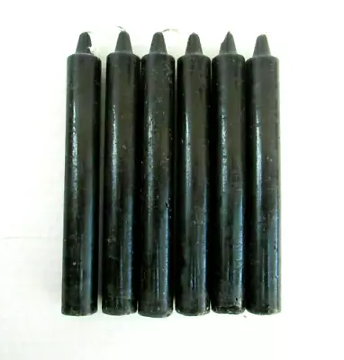 Lot Of 6 - 3/4 X 6  Taper Candles: BLACK  (Spell Candles Altar Ritual Household) • $7.99