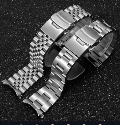 Solid Stainless Steel Watch Band Straps Mens Arc Bracelet 20/22/24mm Fit Seiko • £20.88