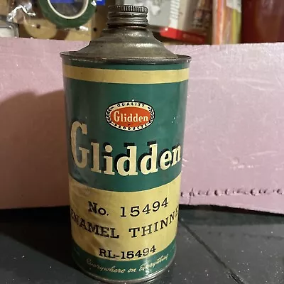 VTG Glidden Enamel Thinner 1 Quart Cone Top Can Empty Gas Oil Paint Varnish • $24.99