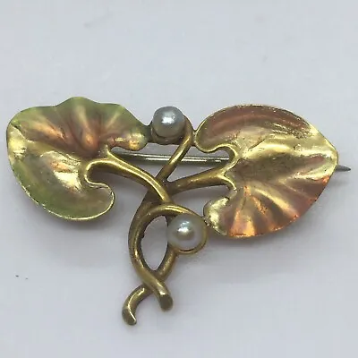 American Antique Victorian 14K Gold Natural Mississippi River Pearl Brooch • $685