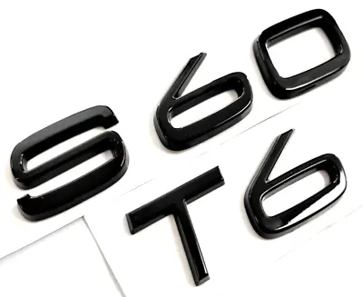 Black S60 + T6 Fit Volvo S60 Rear Trunk Nameplate Emblem Badge Letters Number • $39.99