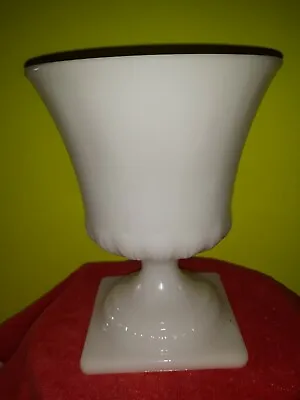 Vintage White Milk Glass Pedestal Vase/Urn/Planter  E.O.BRODY Of Cleveland • $12