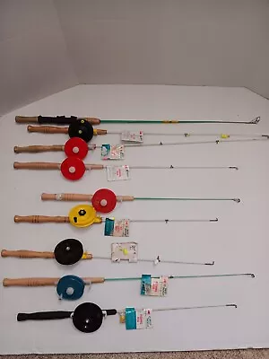 Vintage Best 9 Piece Lot Ice Fishing Rods And Reels New USA Made • $38