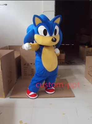 Adult Sonic Mascot Costume Suits Cartoon Halloween Game Party Dress Character • £142.80