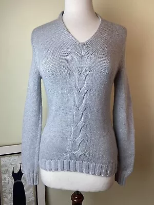 Banana Republic Women Sweater Size S Long Sleeve Gray Soft Cotton Angora • $8.99