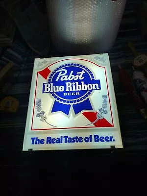 Vtg Pabst Blue Ribbon Beer Sign Red White Blue 2-sided Window Light PBR PUB BAR • $259.99