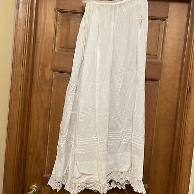 Edwardian Cotton Slip Antique Embroidered AS IS Long Early • $24.99