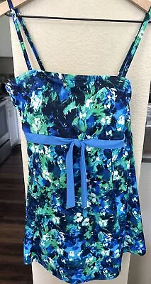 Shore Fit Swimsuit  Dress Plus Size 12  Watercolor Beachy Retro Boho One Piece • $23