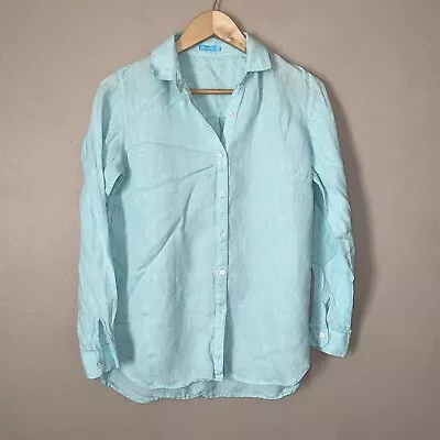 J. McLaughlin Linen Shirt Women's S Blue Business Casual Beach Minimalist • $25