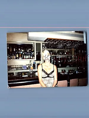 Found Color Photo T+1808 Pretty Woman Sitting At Bar Counter • $3.98