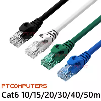 Cat6 10m 15m 20m 30m 40m 50m RJ45 UTP Ethernet Network Lan Data Cable Patch Lead • $7.85