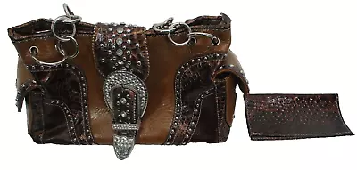 Montana West Double Handle Shoulder Purse  W Checkbook Cover Conceal Carry Horse • $55