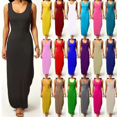 Ladies Long Maxi Dress  Summer Plus Size Women Boho Beach Holiday Off Sundress • £10.90