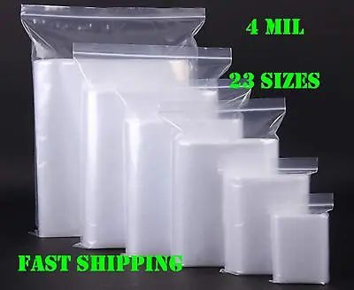 Clear Reclosable Zip Seal Bag Plastic 4 Mil Lock Bags Jewelry Zipper Baggie 4Mil • $303.28