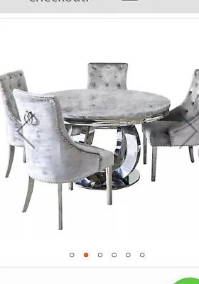 £999 • Buy Beautiful New Grey Marble Top Dining Table And Chairs 4