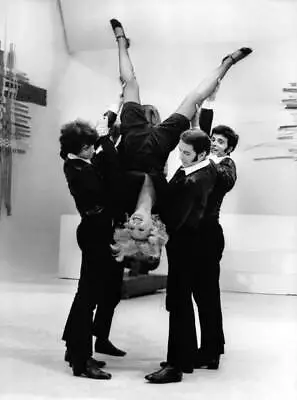 Mireille Darc Upside Down Carried By Dancers Set TV Show Dim D- 1968 Old Photo • $5.79