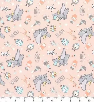 Disney Dumbo My Little Circus The Big Act Peach Cotton Quilting Fabric 1/2 YARD • $14.95