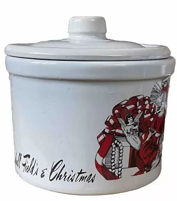 Vintage Marshall Fields Red Presents Christmas Holiday (empty) Cheese Crock • $38