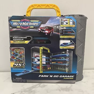 Micro Machines Park & Go Garage Playset With Exclusive Car Spiral Ramp Portable • $14.99