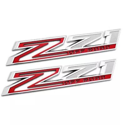 2  OEM Z71 Off Emblems Fender Badges For Silverado 84632695 2019-22 Chrome Red • $33.13