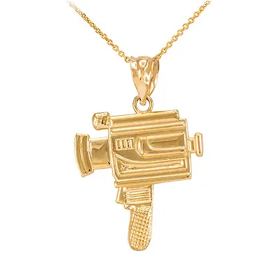 10k Yellow Gold Retro Vintage Video Film Movie Super 8 Camera Hanheld Pendant • $191.99