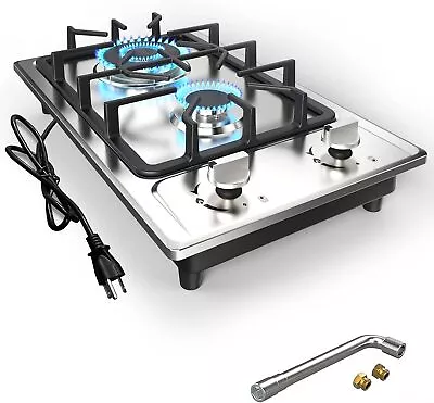 New 2 Burner Gas Cooktop Stainless Steel Gas Hob NG/LPG Dual Fuel Convertible US • $99.90