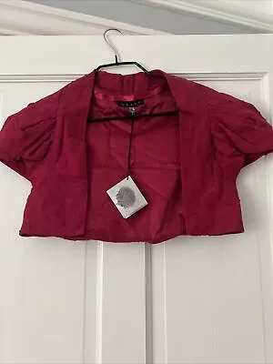 Coast Woman’s Bolero Cropped Short Sleeve Jacket Raspberry Red Rose Pink Size 10 • £5.50