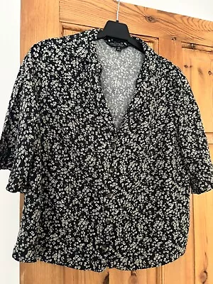 Miss Selfridge Size 12 Black Floral Shirt Blouse Women’s • £0.99