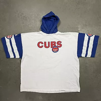 Vintage 90s Chicago Cubs Hoodie Graphic Short Sleeve T Shirt White XXL • $18.99