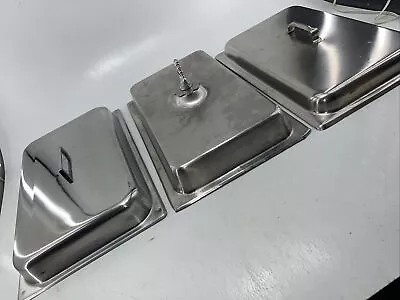 LOT Of 3 Stainless Steel Full Size Steam Table Pan Dome Covers Lids Chafer • $32.40