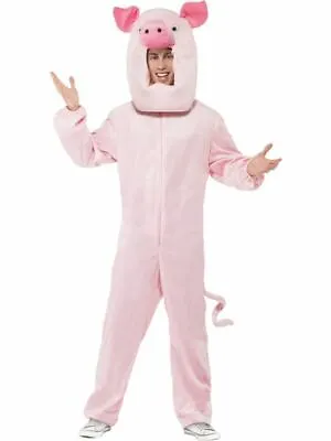 Pig Costume Pink Bodysuit Animal Farm Yard Babe Mens Fancy Dress Costume Masot • £35.55