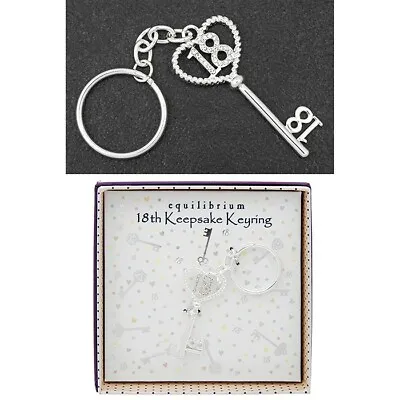£8.95 • Buy Equilibrium Beautiful Silver Plated 18th Birthday Keepsake Keyring Boxed 314745