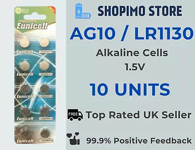 10 X LR1130 LR54 390 389 17 L1131 1.5v Alkaline Button Coin Cell AG10 Battery • £2.99