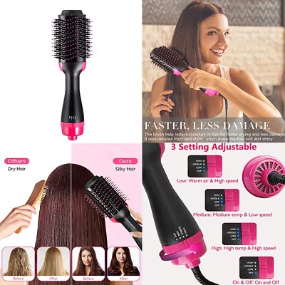 US 4-In-1 Hair Dryer Hot Air Blow Brush Detachable Volumizer Negative Ion Comb • $18.56