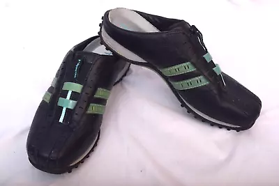 Women's Shoes Michelle K Sport Slip On Sneakers/Clogs Size 8 Black Green Stripes • $26